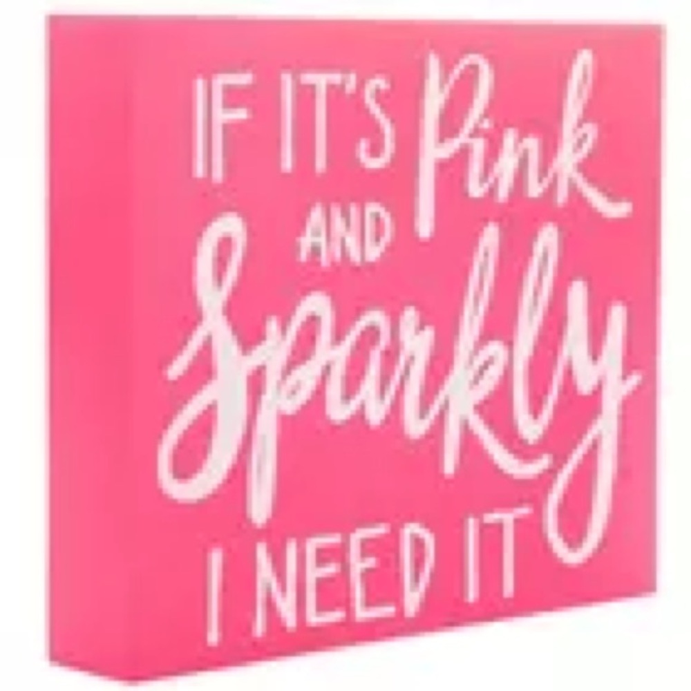 Hobby Lobby Pink & Sparkly Wood Decor
